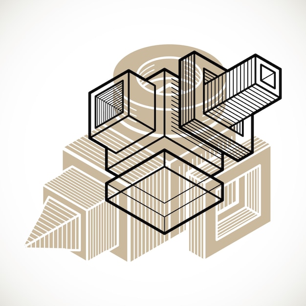 Vecteur d'ingénierie 3D, forme abstraite réalisée à l'aide de cubes et de formes géométriques.