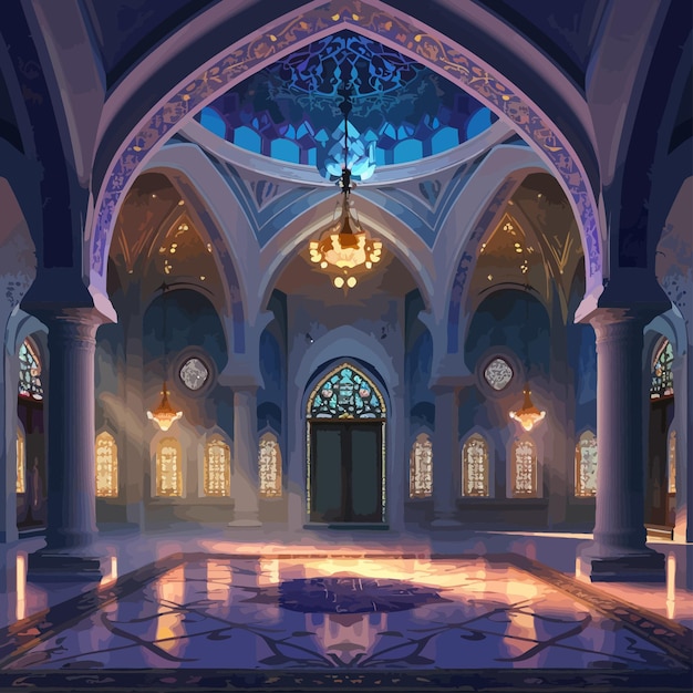 Vecteur le vecteur islamique du design de l'intérieur de la mosquée