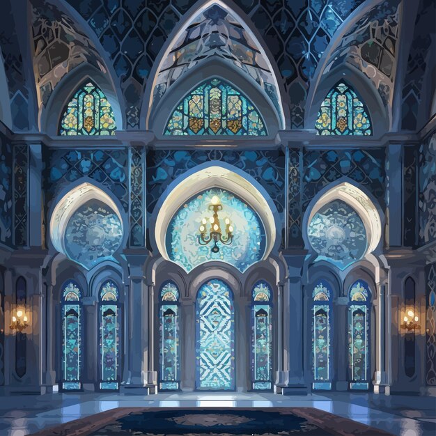 Vecteur le vecteur islamique du design de l'intérieur de la mosquée