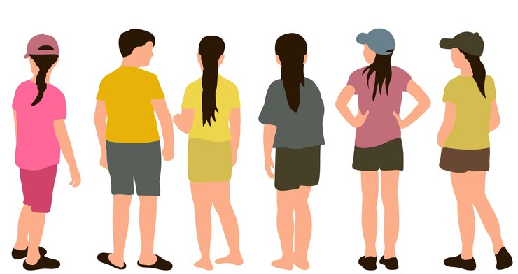 Vecteur vecteur, isolé, les enfants se tiennent le dos