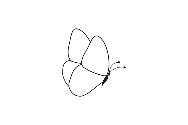 Vecteur vecteur isolé minuscule une ligne papillon dessin logotype d'icône de tatouage ligne papillon minimal simple