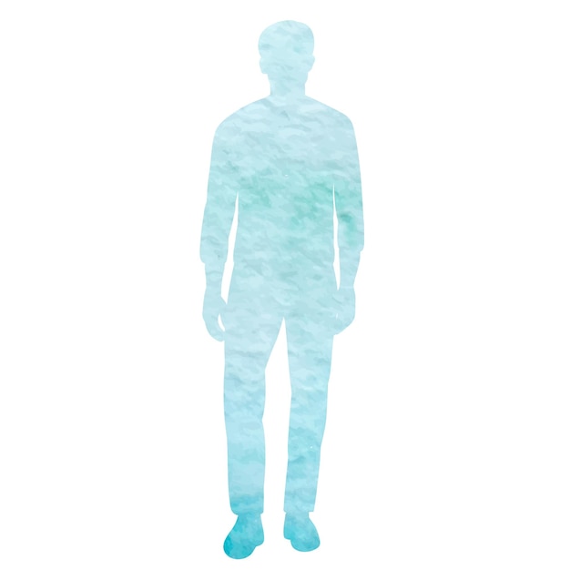 Vecteur isolé de silhouette aquarelle bleu homme