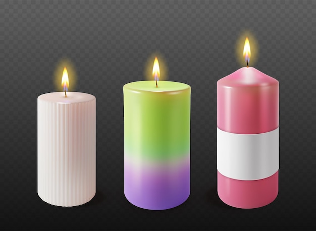 Vecteur de jeu de cire parfumée 3D réaliste et détaillé