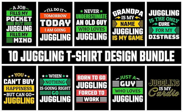 Vecteur de jeu de conception de T-shirt de jonglerie