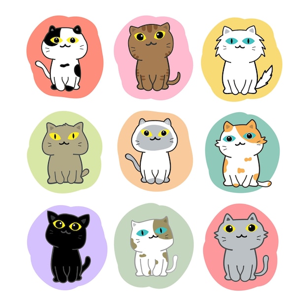 Vecteur De Jeu De Dessin Animé De Chats Mignons