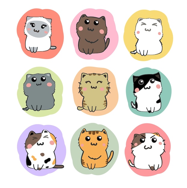 Vecteur De Jeu De Dessin Animé De Chats Mignons