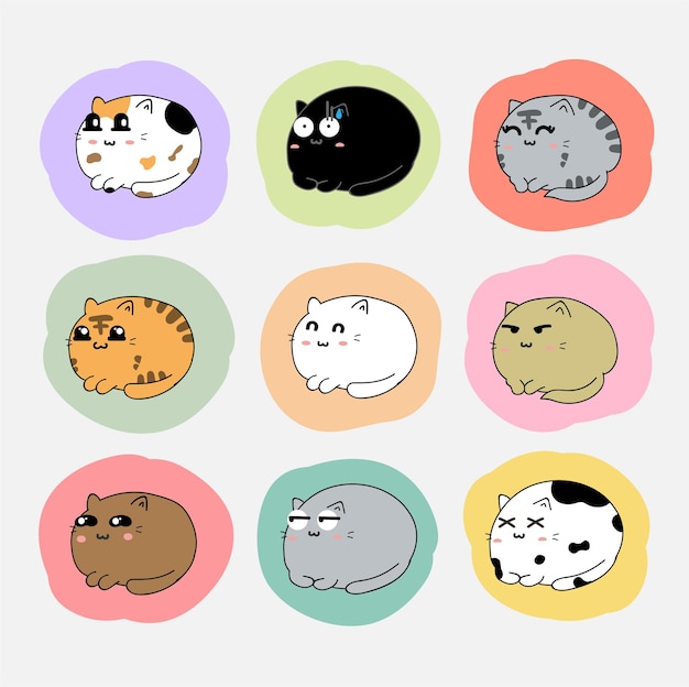 Vecteur De Jeu De Dessin Animé De Chats Mignons