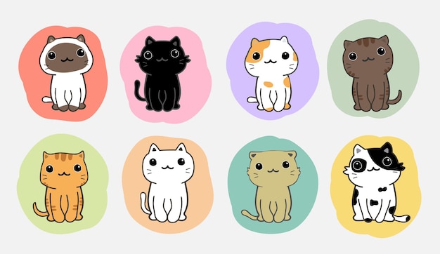 Vecteur De Jeu De Dessin Animé De Chats Mignons