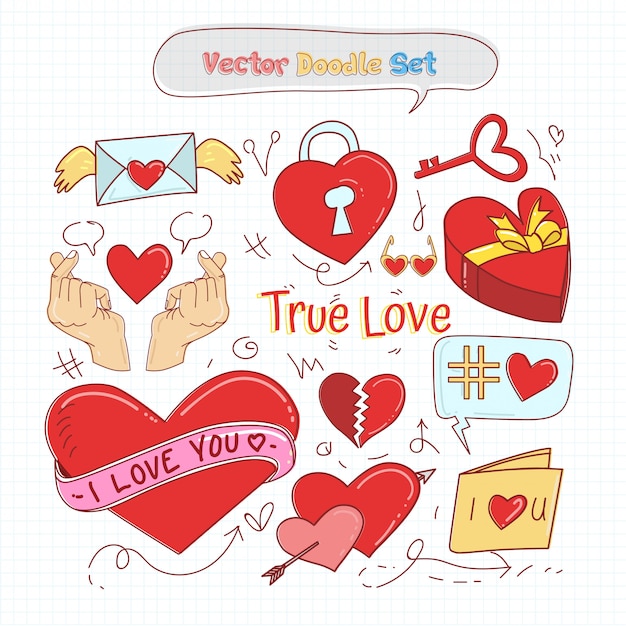 Vecteur De Jeu De Doodle Valentines