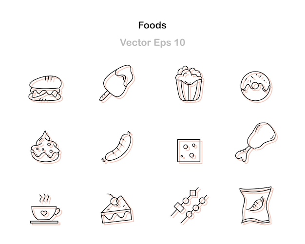 Vecteur De Jeu D'icônes D'aliments