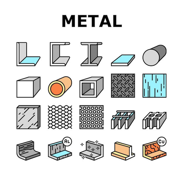 Vecteur de jeu d'icônes de poutres de construction métalliques