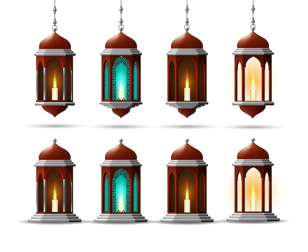 Vecteur vecteur de lanterne. pour les éléments de conception de célébration islamique. illustration de lampe 3d réaliste
