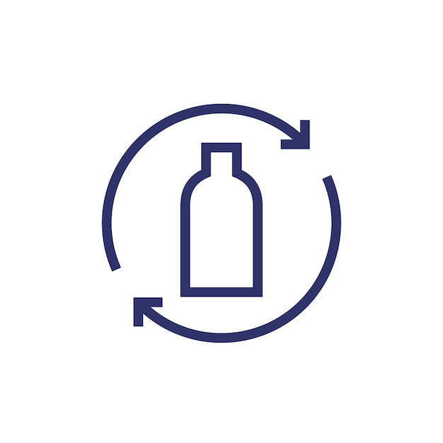 vecteur de ligne d'icône de recyclage de bouteilles en plastique
