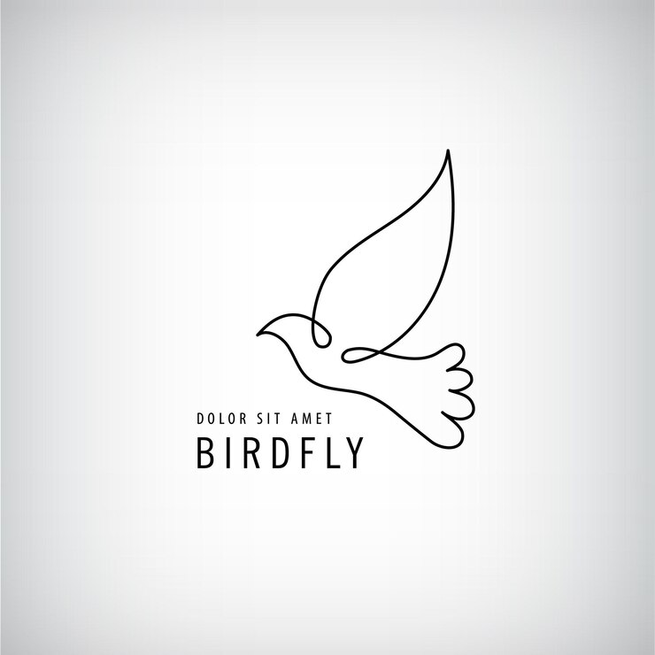 Vecteur ligne oiseau logo pigeon silhouette volant abstrait logo icône isolé