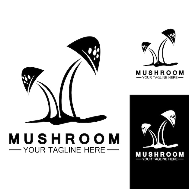 Vecteur De Logo De Champignon Modèle De Conception D'aliments Biologiques Modernes Ou Agricoles Simples