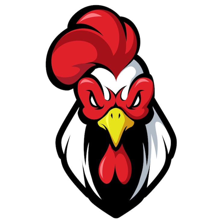 Vecteur vecteur de logo de conception de mascotte de tête de coq de poulet