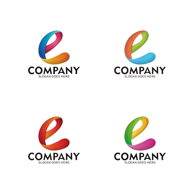 Vecteur vecteur de logo dégradé de lettre initiale e, modèle d'icône de lettre multicolore.