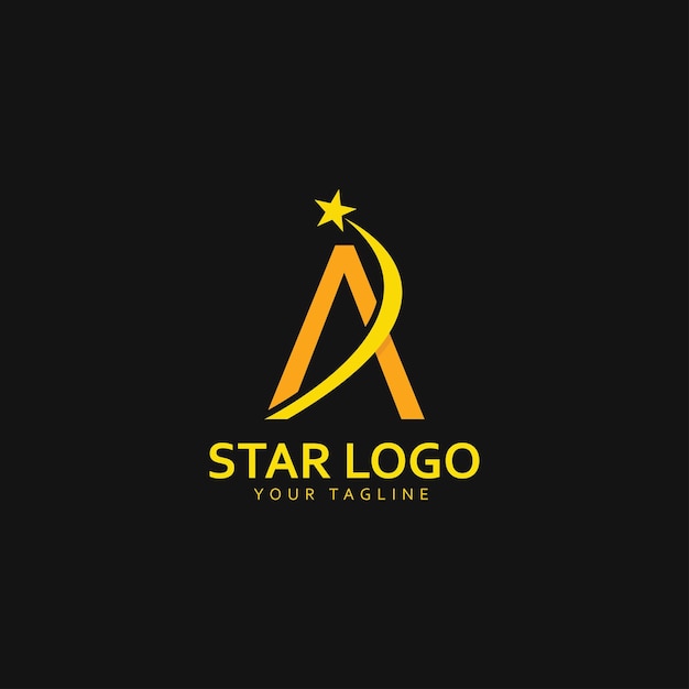 Vecteur De Logo étoile D'or Avec Fond Noir