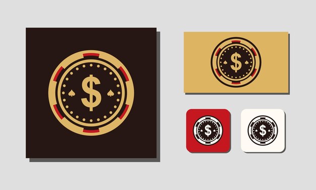 Vecteur vecteur de logo d'icône de pièce de monnaie de jeton d'or de casino