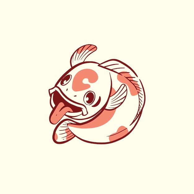 Vecteur de logo d'illustration de poisson Koi heureux