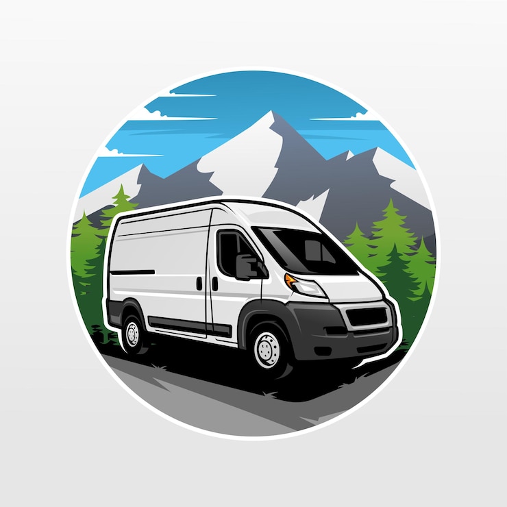 Vecteur vecteur de logo d'illustration de voiture de camping rv