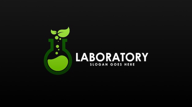 Vecteur de logo de laboratoire avec concept à double sens isolé sur fond sombre