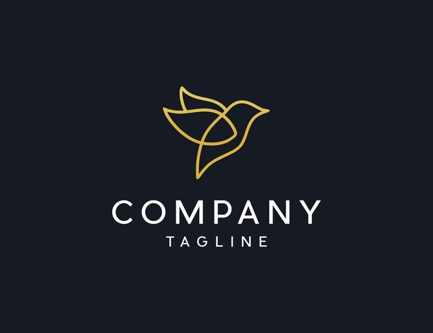 Vecteur de logo ligne oiseau de luxe