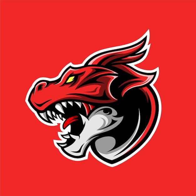 Vecteur vecteur de logo mascotte illustration esports dragon rouge en colère