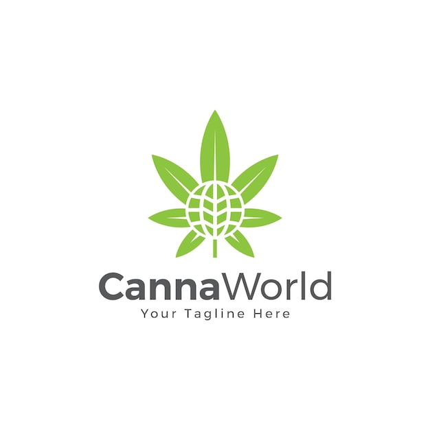 Vecteur De Logo Mondial Du Monde Du Cannabis