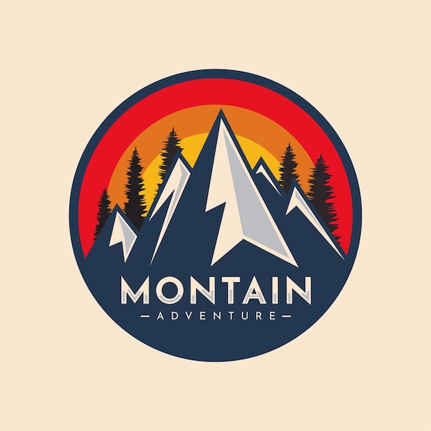 Vecteur vecteur de logo montain avec style monoline