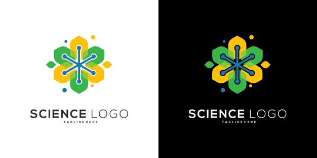 Vecteur vecteur de logo de particules géométriques et modèle de conception vectorielle de logo scientifique