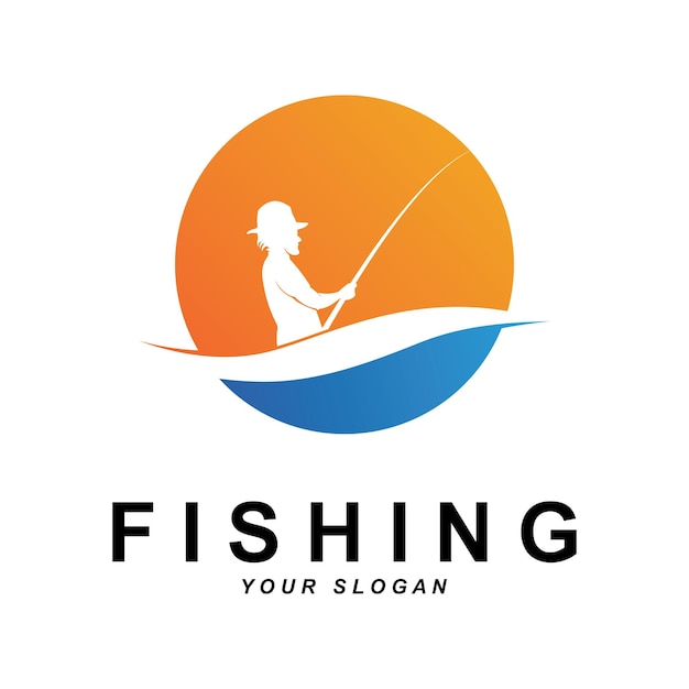 Vecteur de logo de pêche avec modèle de slogan