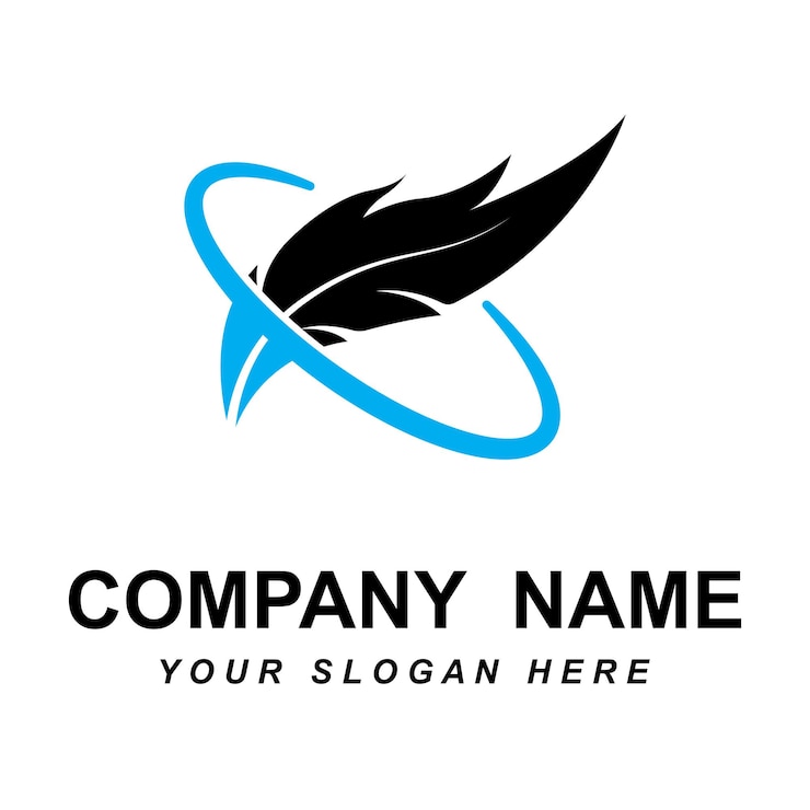 Vecteur vecteur de logo plume avec modèle de slogan