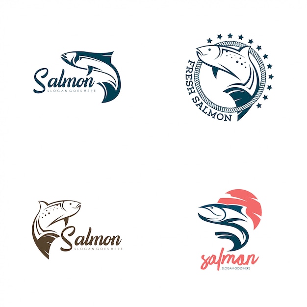 Vecteur De Logo De Poisson Saumon