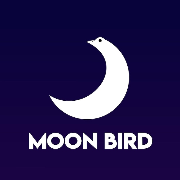 Vecteur de logo premium lune unique en forme d'oiseau