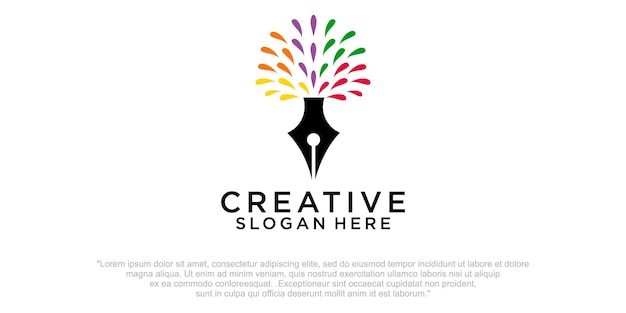 Vecteur de logo de stylo coloré modèle de conceptions de logo de l'éducation