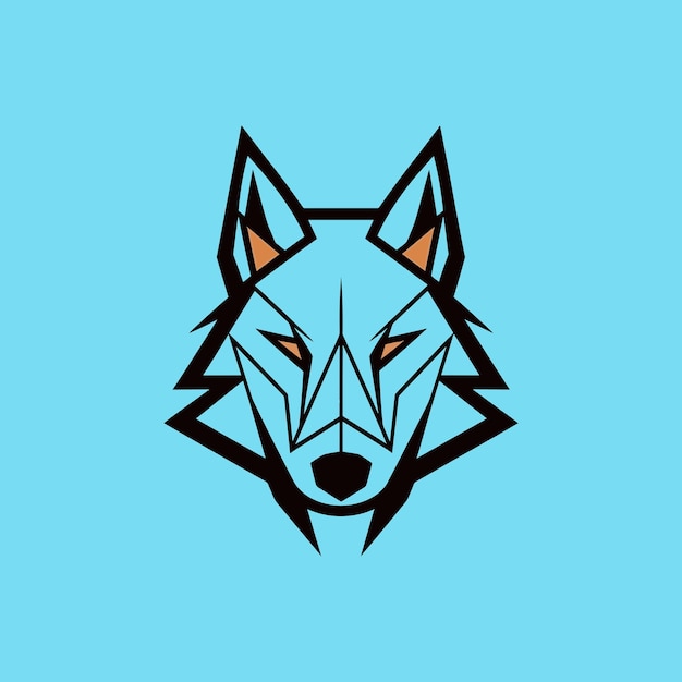 Vecteur de logo de visage de loup isoler sur fond bleu pastel