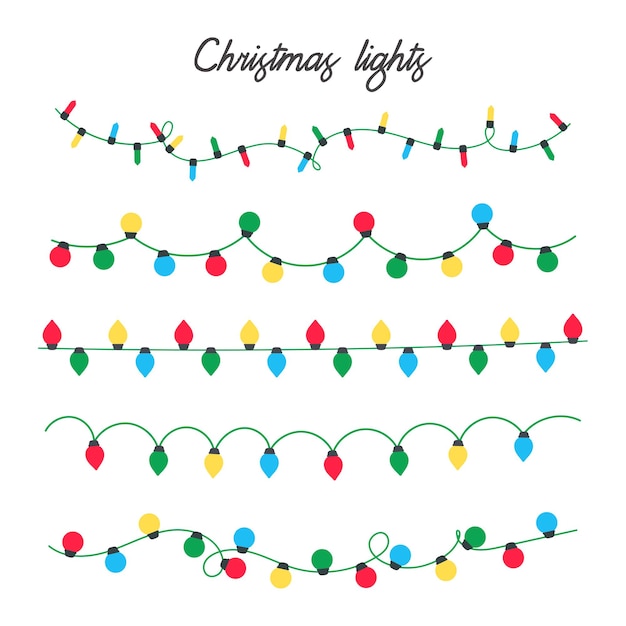 Vecteur de lumières de Noël. Ampoules colorées pour les décorations de Noël.