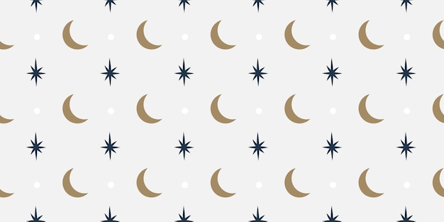 Vecteur Lune Et étoiles Modèle Style Scandinave. Répétez L'arrière-plan Avec L'étoile Et Le Croissant De Lune