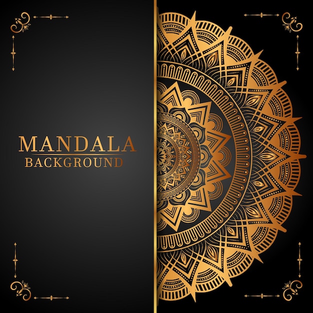 Vecteur de mandala de luxe avec fond de style doré et fond de luxe avec mandala et motif