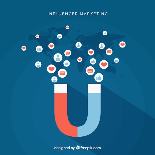 Vecteur Marketing Influencer Avec Aimant