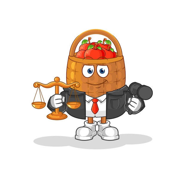 Vecteur vecteur de mascotte de dessin animé de dessin animé d'avocat de panier de pomme