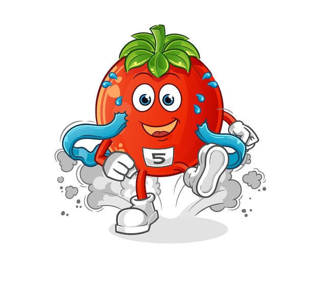 Vecteur vecteur de mascotte de dessin animé de personnage de coureur de tomate