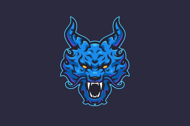 Vecteur de mascotte de dragon bleu