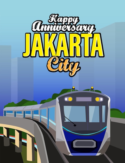 Vecteur Mass Rapid Transit Jakarta Mrt Train Rapide Transports Publics Personnes Joyeux Anniversaire