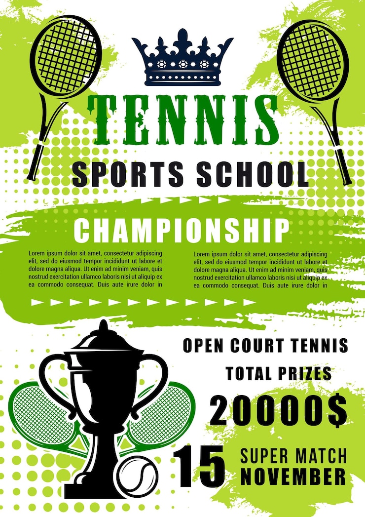 Vecteur vecteur de match ouvert de l'école de sport de tennis