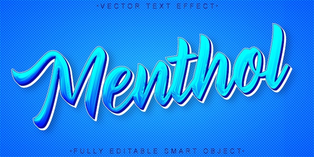 Vecteur De Menthol Bleu Effet De Texte D'objet Intelligent Entièrement Modifiable