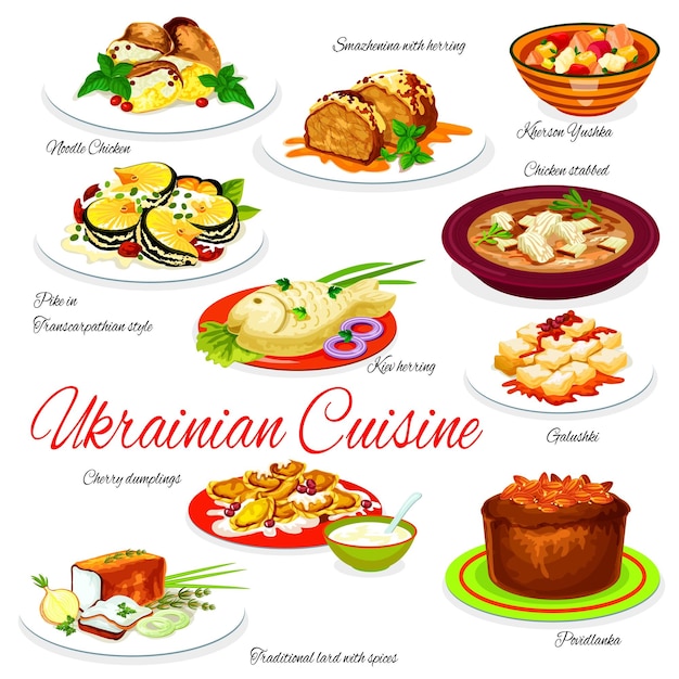 Vecteur De Menu De Cuisine Ukrainienne Repas De Plats Ukrainiens