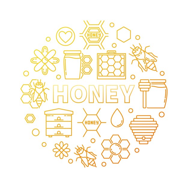 Vecteur vecteur de miel rond contour jaune illustration ou bannière créative