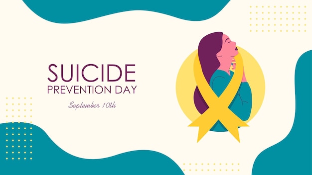 Vecteur vecteur de modèle de bannière de la journée mondiale de la prévention du suicide avec ruban jaune